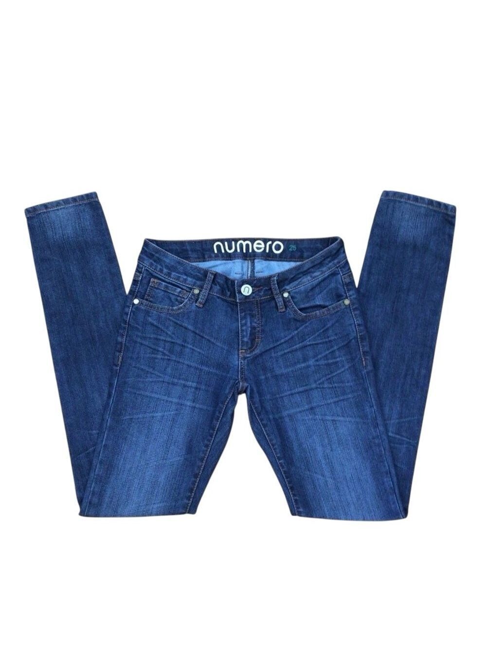 NUMERO jeans low rise skinny blue denim size 25 medium rise waist